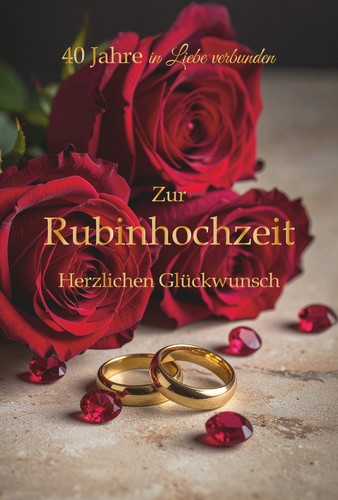 Karte zur rubinhochzeit - karte,