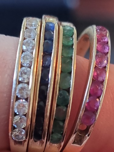 Ring set rubine smaragde - set, rubine,