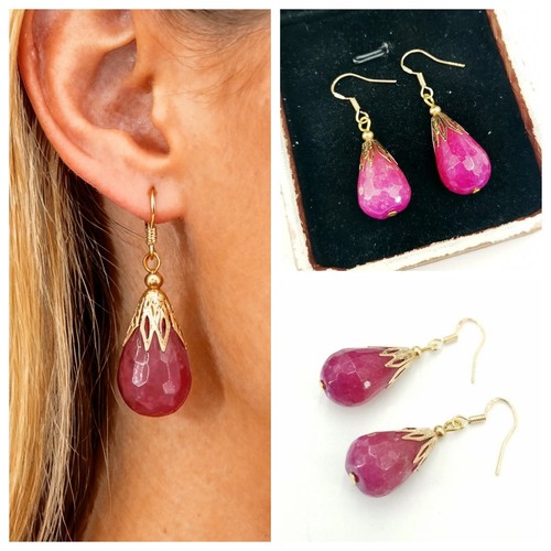 Pink rubin ohrringe 925 - rubin,